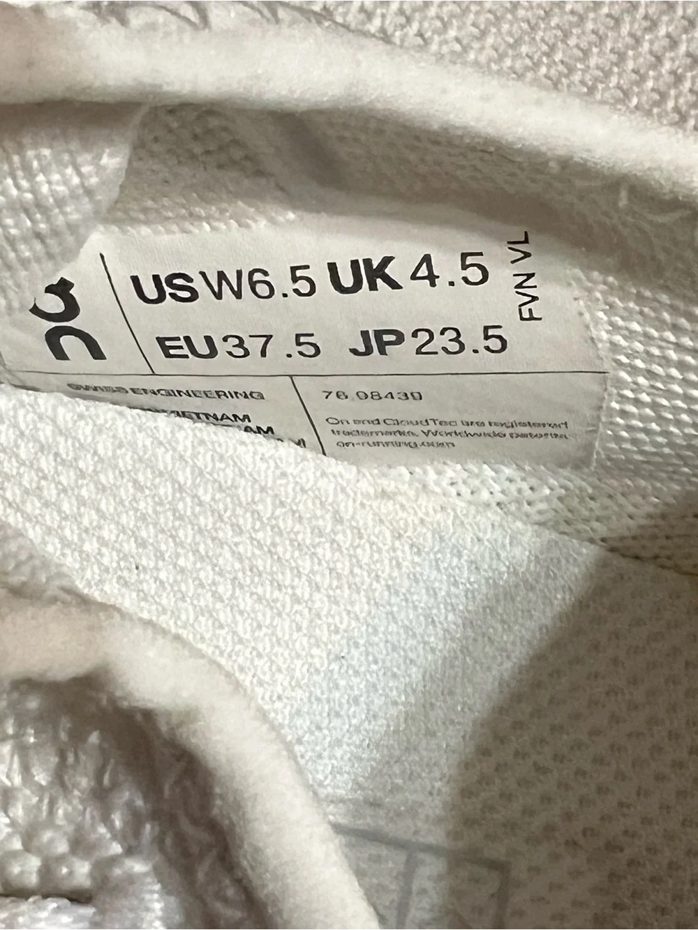 On Running Women's White Athletic Sneakers with Black Heel Tabs - Picture 5 of 5